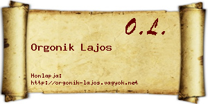 Orgonik Lajos névjegykártya